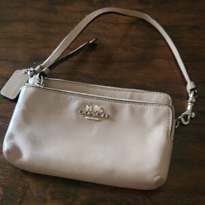 Coach Beige Leather Wristlet